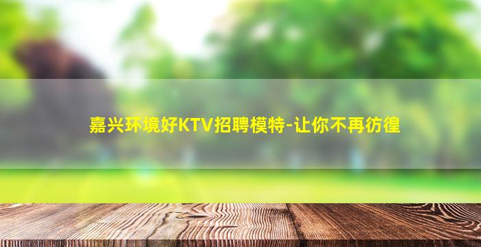嘉兴环境好KTV招聘模特-让你不再彷徨